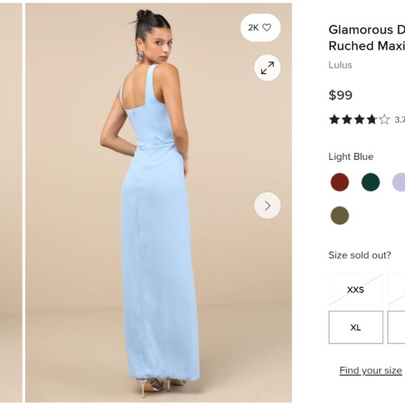 BRAND NEW - Lulus Glamorous Disposition Light Blue Ruched Maxi Dress - Size S - Picture 2 of 5